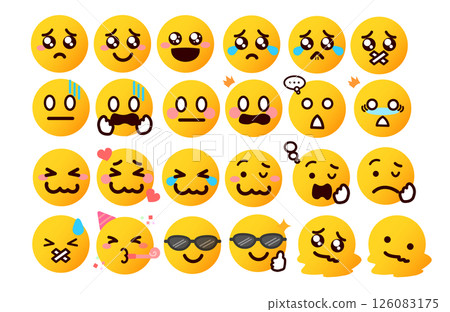 表情符號、表情符號、各種臉部表情插圖集 2 表情符號、表情符號、各種臉部表情插圖集 2 126083175