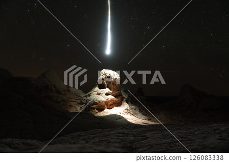 Drone used for light painting in White Pocket National Monument.  Located in Northern Arizona.  An aerial and abstract light painting. 126083338