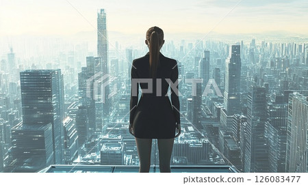 A businessman looking out the window 126083477