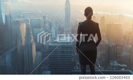 A businessman looking out the window 126083483