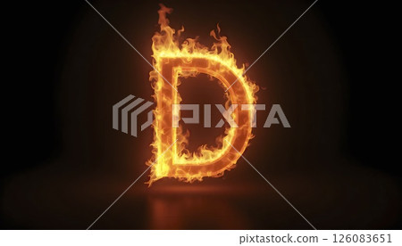 Burning Letter D on Black Background 126083651