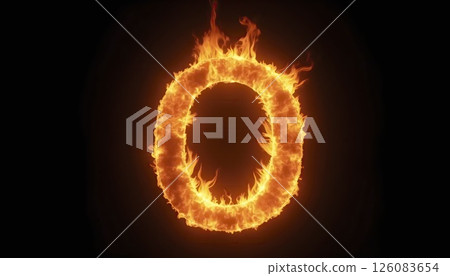 Burning Letter O on Black Background 126083654