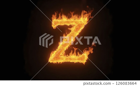 Burning Letter Z on Black Background 126083664