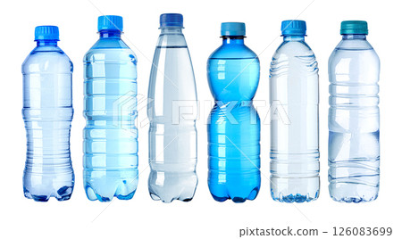 Different plastic water bottles showing variety of sizes and shapes Different plastic water bottles showing variety of sizes and shapes 126083699