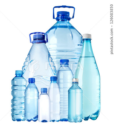 Different plastic water bottles showing variety of sizes and shapes Different plastic water bottles showing variety of sizes and shapes 126083850