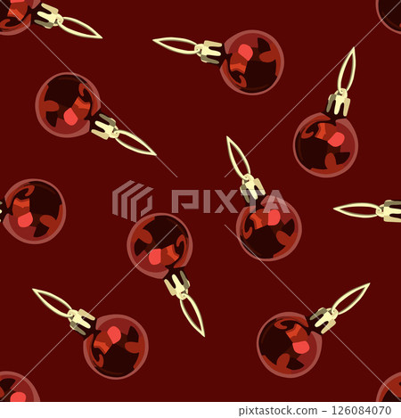 Vector isolated illustration of a pattern with New Year's balls. Festive Christmas pattern. 126084070