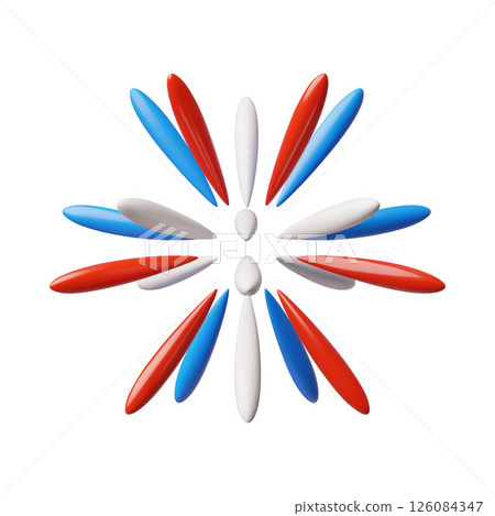 3D Vector Fireworks for Independence Day of the USA. Salute Effect. 3D Vector Fireworks for Independence Day of the USA. Salute Effect. 126084347