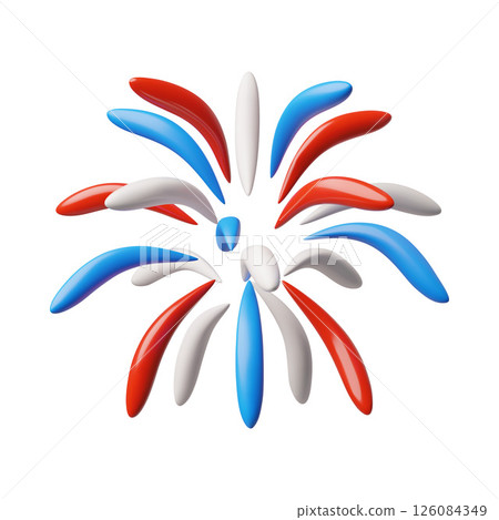 Sparkler, firework explosion 3D vector, American Independence day festive symbol, red, blue and white colors salute 126084349