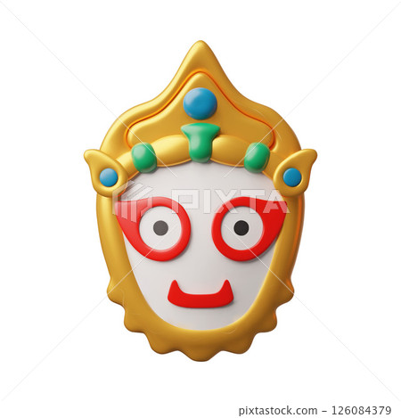 3D vector illustration of traditional mask of sacred deity Balabhadra. 3D vector illustration of traditional mask of sacred deity Balabhadra. 126084379