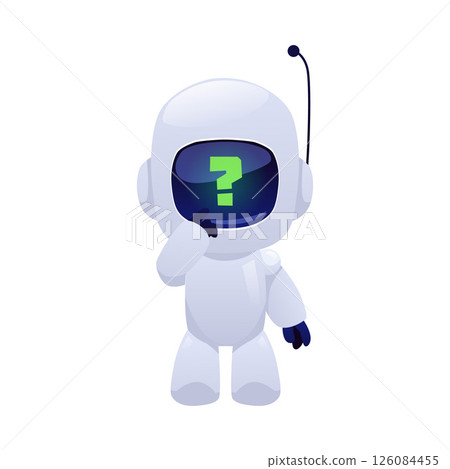 Chatbot robot confused, question mark, vector cute artificial intelligence machine, online support service technology 126084455