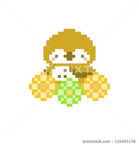 Pixel art of a yellow and yellow-green flower field and an owl 126085136