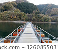 Floating bridge over the lake 126085503
