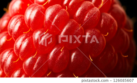 Closeup growth and ripening of raspberry in high definition 4k macro view 126085607