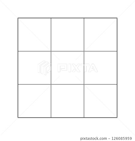 A square grid divided into 9 cells - a template for a simple table or diagram with a 3x3 frame 126085959