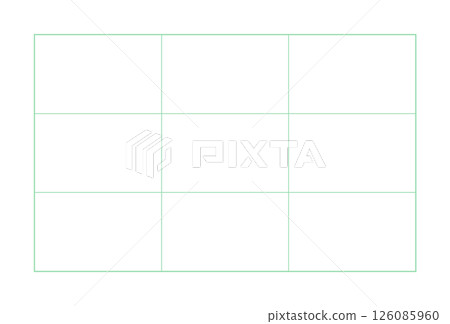 一個矩形網格，分為 9 個方格 - 一個帶有 3x3 框架的簡單表格或圖表的模板 126085960