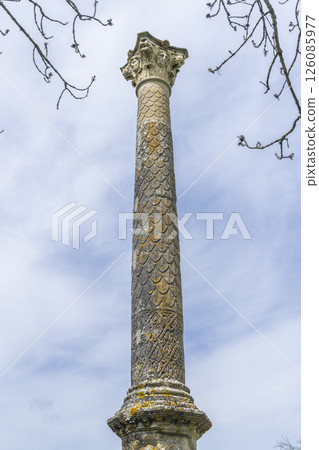 Ancient roman column standing tall in Cussy la Colonne, France, reaching for the sky Ancient roman column standing tall in Cussy la Colonne, France, reaching for the sky 126085977