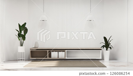 Cabinet wooden design on white room interior modern style.3D rendering 126086254