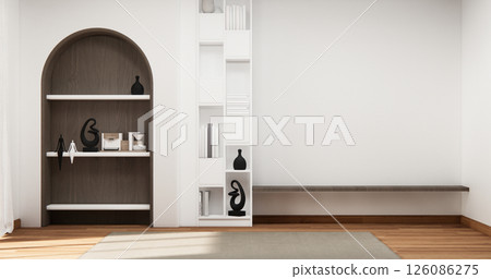 Cabinet wooden design on white room interior modern style.3D rendering 126086275