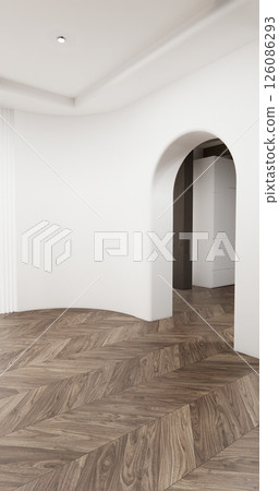 living room empty interior modern style floor wooden on white empty wall.3D rendering living room empty interior modern style floor wooden on white empty wall.3D rendering 126086293