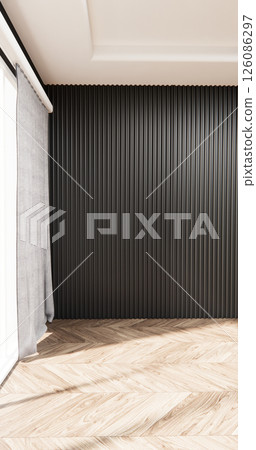 white room and black panels wall background and decor living room 3D illustration rendering white room and black panels wall background and decor living room 3D illustration rendering 126086297