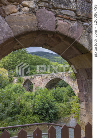 Ancient Stone Bridge in Alet les Bains, France Ancient Stone Bridge in Alet les Bains, France 126086459