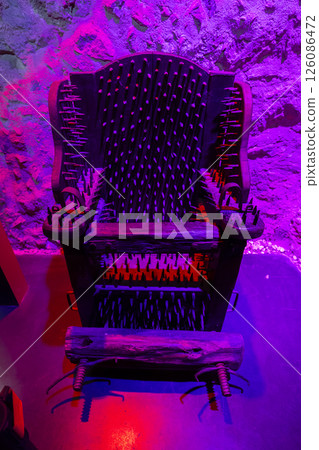 Spiked Torture Chair Displayed in Celje Dungeon 126086472