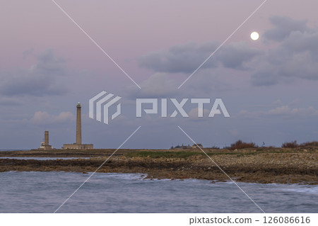 Moonlit Evening at Gatteville le Phare in Normandy Moonlit Evening at Gatteville le Phare in Normandy 126086616