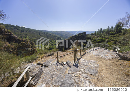 Landscape near waterfall Fervenza da Cidadela, Vilardevos - Soutochao, Galicia, Spain 126086920
