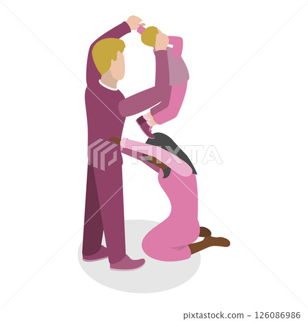 3D Isometric Flat Set of English Alphabet with People. Item 25 3D Isometric Flat Set of English Alphabet with People. Item 25 126086986