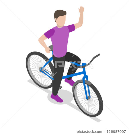 3D Isometric Flat Set of Cycling People. Item 2 3D Isometric Flat Set of Cycling People. Item 2 126087007