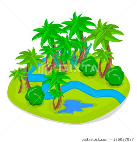 3D Isometric Flat  Set of Natural Water Landscape. Item 3 126087057
