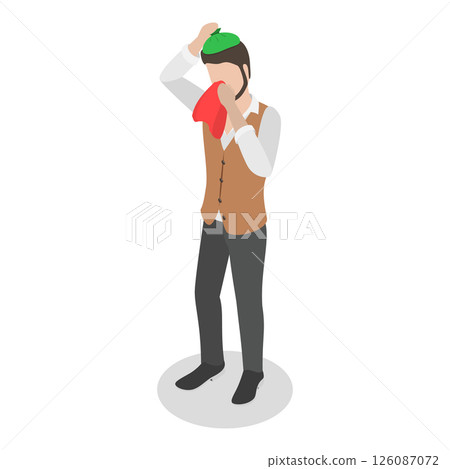3D Isometric Flat  Illustration of Diverse Unhealthy People. Item 5 126087072