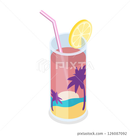 3D Isometric Flat  Set of Summer Cocktails. Item 4 126087092