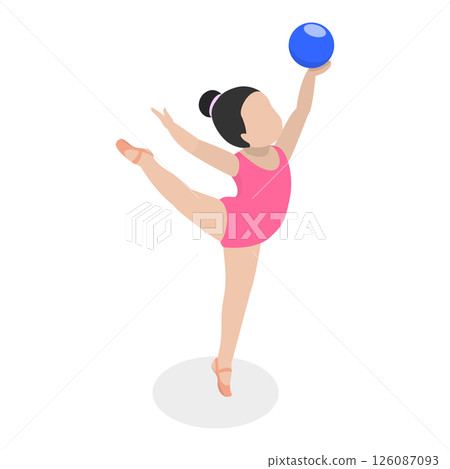 3D Isometric Flat  Illustration of Gymnastics Kids. Item 3 126087093