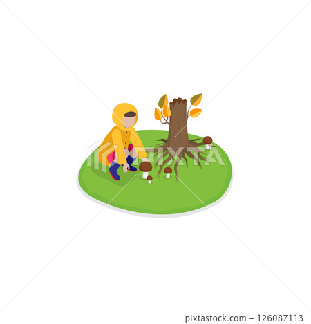 3D Isometric Flat  Illustration of Autumn Cozy Moments. Item 1 126087113