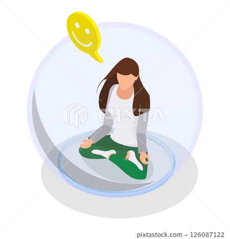 3D Isometric Flat  Illustration of Introverts. Item 2 126087122