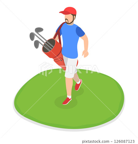 3D Isometric Flat  Illustration of Golfers. Item 2 126087123