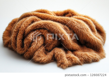 Alpaca wool throw blanket on a white background. For minimalist luxury living room. 126087224