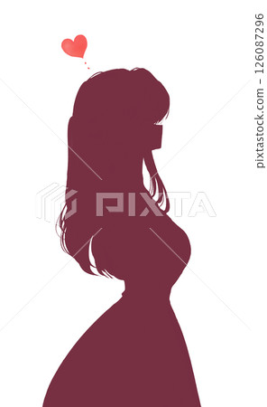 Woman in love, side view, standing silhouette Woman in love, side view, standing silhouette 126087296