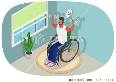 3D Isometric Flat Illustration of Resilience And Strength, Boost Strength and Motivation 3D Isometric Flat Illustration of Resilience And Strength, Boost Strength and Motivation 126087544