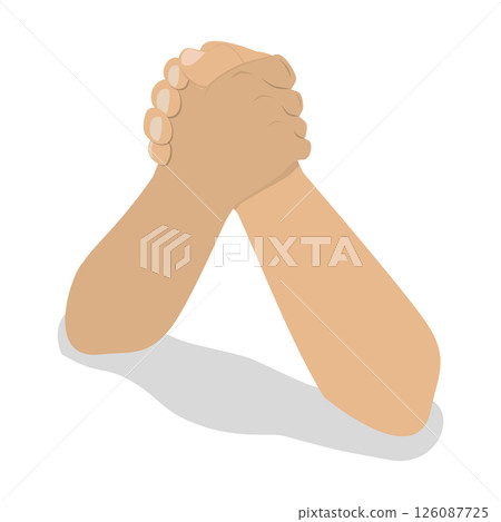 3D Isometric Flat  Illustration of Competing In Arm Wrestling, Business Competition 126087725
