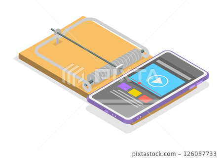3D Isometric Flat Illustration of Internet Addiction , Gadget Mousetrap 3D Isometric Flat Illustration of Internet Addiction , Gadget Mousetrap 126087733