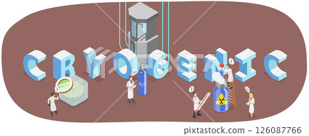 3D Isometric Flat  Illustration of Cryogenics, Advanced Cryonics Technology For The Future 126087766