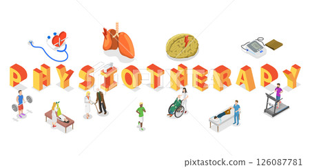 3D Isometric Flat Illustration of Physiotherapy, Healthcare and Rehabilitation 3D Isometric Flat Illustration of Physiotherapy, Healthcare and Rehabilitation 126087781