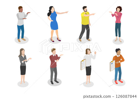 3D Isometric Flat Illustration of Arm Gesture, Individuals Gesturing Enthusiastically With Hands Or Fingers 3D Isometric Flat Illustration of Arm Gesture, Individuals Gesturing Enthusiastically With Hands Or Fingers 126087844