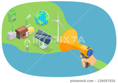 3D Isometric Flat  Illustration of Ecological Awareness, Renewable and Sustainable Resources 126087858