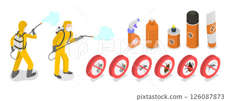 3D Isometric Flat  Illustration of Disinfection Service, Safe And Healthy Environment 126087873