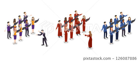 3D Isometric Flat Illustration of Choral Singing, Chorus Rehearsal 3D Isometric Flat Illustration of Choral Singing, Chorus Rehearsal 126087886