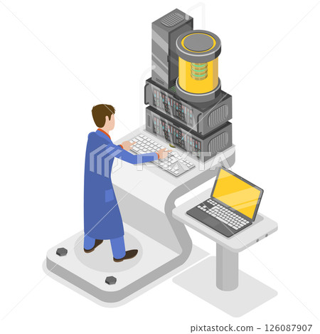 3D Isometric Flat  Illustration of Gasoline Testing, Oil Petroleum Production And Exploration 126087907