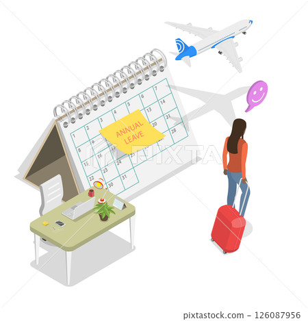 3D Isometric Flat Illustration of Annual Leave, Relaxing From Hard Work 3D Isometric Flat Illustration of Annual Leave, Relaxing From Hard Work 126087956
